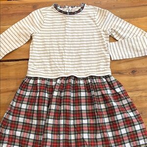 CREWCUTS 10-11 Gold Shimmer Flannel Skirted Dress Stripe